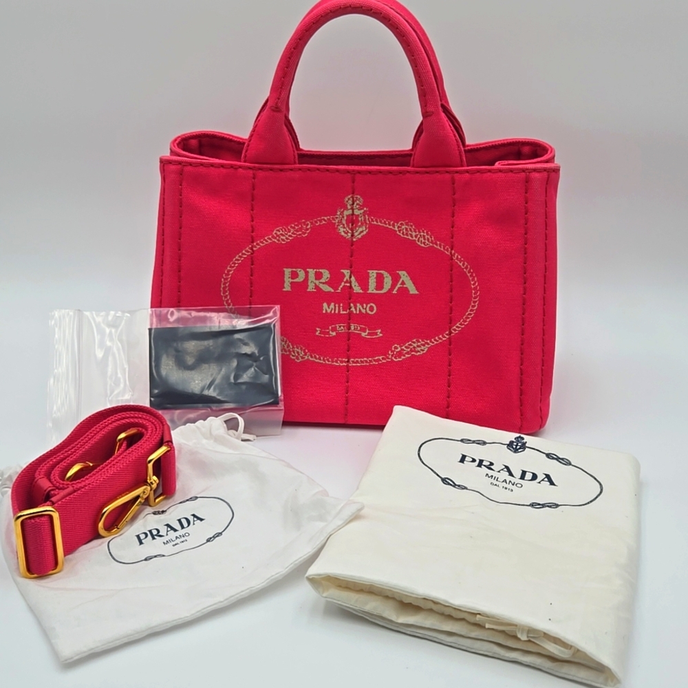 PRADA Canvas Canapa Tote Cotton Denim B2439G Pink - COA included